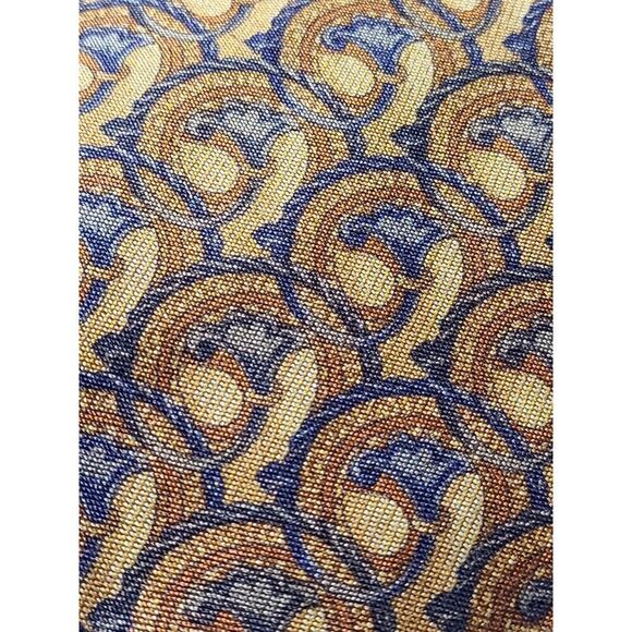 Ermenegildo Zegna Luxe Men's Silk Neck Tie Golden Brown Navy Blue Design Italy - Picture 2 of 8